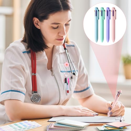 Jutom 50 Pcs Nursing School Cna Essentials for Students Work Aesthetic Stationery Gift Include Medical Scissors Badge Reel Transparent Sticky Notes Pens Notebook Pencil Case Highlighter Label(Pink) - color: Pink