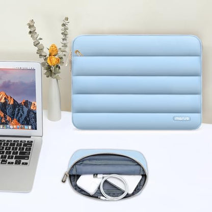 MOSISO Laptop Case 16 inch, 15-15.6 inch Puffy Laptop Sleeve, Air Blue | Compatible with MacBook Pro 16 M5 M4 M3 M2 M1, HP Dell ASUS Acer Toshiba Lenovo, Polyester Horizontal Bag with Small Case - color: Air Blue, size: 16 inch