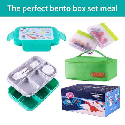Bento Box for Kids Girls Boys, Adult,8-Compartment Leak-Proof Toddler Lunch Box for School, Drop-Proof Kids Lunch Containers with Insulated Bag, Microwave & Dishwasher Safe, BPA-Free, Green(Green) - color: green