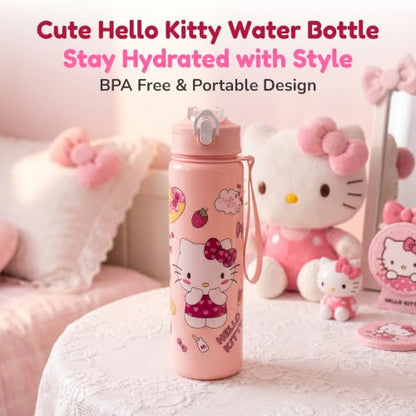 Cartoon Huntrix Water Bottle for Girls, 25oz Leak Proof with Straw Lid, Gifts for Girls (Kitty) - color: Kitty