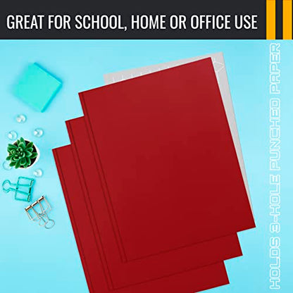 Better Office Products Plastic Folders, 50 Pack Red Paper Folders with Pockets & Folders with Prongs, Matte Texture, Letter Size, 3 Metal Prong Fastener Clips, Durable for Office, School, Filing - color: Red