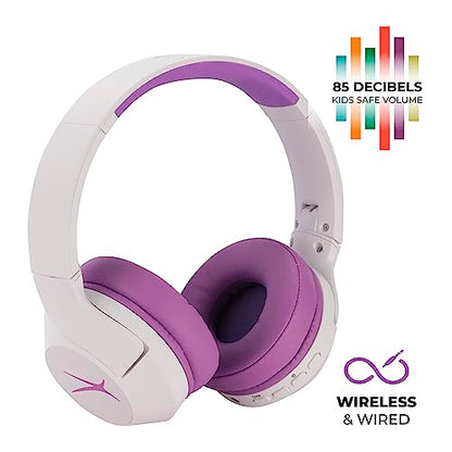 Altec Lansing Kid Safe Noise Cancelling Wireless Headphones 15H Battery, 85dB Volume Limit, Foldable Design Powerful Sound, Active Noise Cancellation Perfect for Kids Ages 7+ - color: Purple