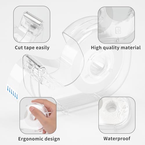 OWLKELA 32 Pack Clear Tapes and Refillable Dispensers, 0.7" x 28 yds per roll, Transparent Tape Refills, Office Tape with Dispenser for Home, School, 1 inch White core - size: 32 Pcs