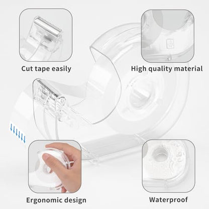 OWLKELA 32 Pack Clear Tapes and Refillable Dispensers, 0.7" x 28 yds per roll, Transparent Tape Refills, Office Tape with Dispenser for Home, School, 1 inch White core - size: 32 Pcs