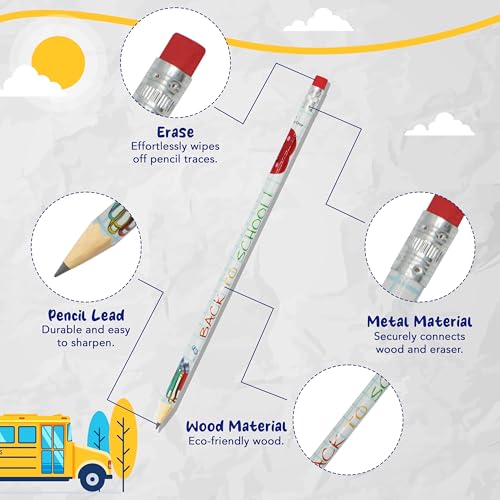 4E's Novelty 32 Pack Welcome Back to School Pencils for Kids for First Day of School Gifts from Teacher to Students, Inspirational Motivational Pencil Classroom Reward