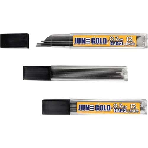 June Gold 864 Pieces, 0.7 mm HB #2 Lead Refills, 72 Dispensers, 12 Pieces Per Dispenser, Medium Thickness, Break Resistant Lead/Graphite - style: 0.7 mm
