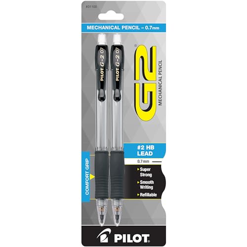 Pilot, G2 Mechanical Pencils, 0.7mm HB Lead, Black Accents, Pack of 1 - size: 2 Count (Pack of 1), style: 0.7mm