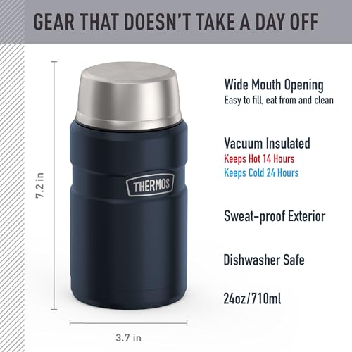 THERMOS Stainless King Vacuum-Insulated Food Jar, 24 Ounce, Matte Midnight Blue - color: Matte Midnight Blue, size: 24 Ounce