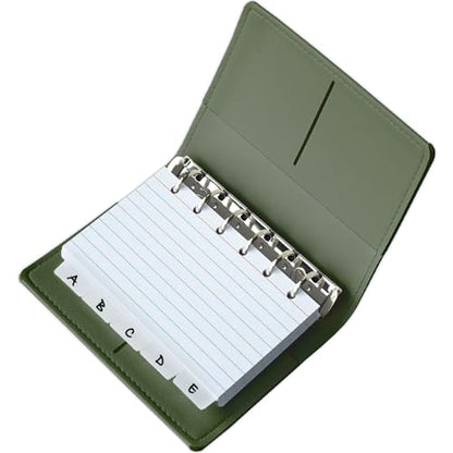 3x5 Lined Index Cards with Ring Binder Holder and Dividers, 100 Note Cards, Green - color: Green