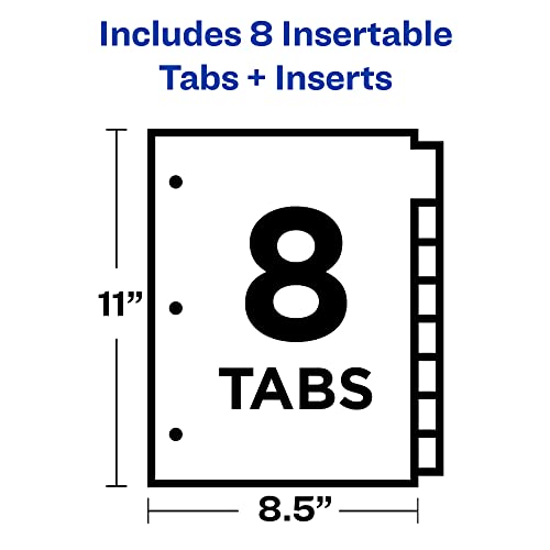 Avery 8-Tab Binder Dividers, Insertable Multicolor Big Tabs, 1 Set (11123)
