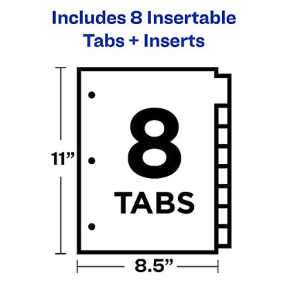 Avery 8-Tab Binder Dividers, Insertable Multicolor Big Tabs, 1 Set (11123)