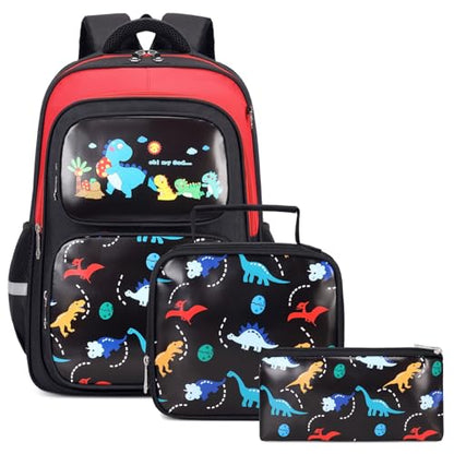 3-in-1 Kids Backpack with Insulated Lunch Bag and Pencil Case for Elementary Middle School, Lightweight, Colorful Prints, Waterproof Fabric, 17" Large Capacity - color: Multicolor