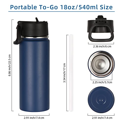 Volhoply 18oz Insulated Water Bottle Bulk 8 Pack,Kids Stainless Steel Water Bottles with Straw Lid,Double Wall Vacuum Reusable Metal Bottle,Wide Mouth Sports Flask Keep Hot and Cold(Mix,8 Set) - color: Mix