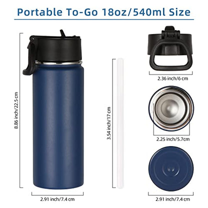 Volhoply 18oz Insulated Water Bottle Bulk 8 Pack,Kids Stainless Steel Water Bottles with Straw Lid,Double Wall Vacuum Reusable Metal Bottle,Wide Mouth Sports Flask Keep Hot and Cold(Mix,8 Set) - color: Mix