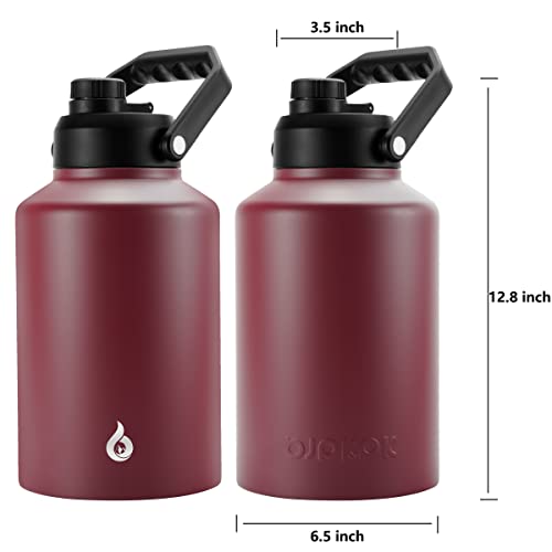 BJPKPK One Gallon(128 oz) Insulated Water Bottle, Dishwasher Safe Stainless Steel Jug, BPA Free Jug with Ergonomic Handle & Anti-slip Bottom, Large Water Bottle, Brick Red - color: Brick Red, style: 128oz
