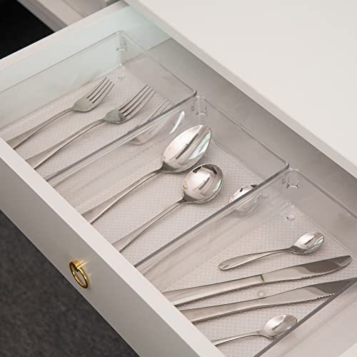 5 Pack Clear Plastic Drawer Organizer Tray Cutlery Utensil Makeups Drawer Silverware Organizers 12" X 6" - size: 5 Pack 12"x6" Clear Plastic