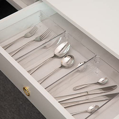 5 Pack Clear Plastic Drawer Organizer Tray Cutlery Utensil Makeups Drawer Silverware Organizers 12" X 6" - size: 5 Pack 12"x6" Clear Plastic