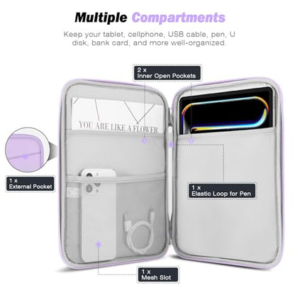 MoKo 9-11 Inch Tablet Sleeve Bag Carrying Case with Accessory Pocket | Fits iPad Air 11-inch M4, iPad Pro 11-inch M5, iPad A16 11-inch, iPad 10/9/8/7th and Tab S9/S8 11-inch, Lilac - color: Lilac, size: 9-11 Inch