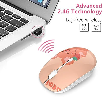 JUHOO Wireless Mouse with Nano Receiver for PC, Laptop, Notebook, Computer, MacBook, Less Noise, Portable Mobile Optical Mice - style: Kerry Bear