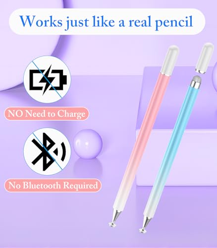 Stylus Pen for Touchscreen, Kenkor 2 in 1 Active iPad Pencil High Sensitivity & Precision, Stylus Pen for Nintendo Switch 2/iPhone/iPad/Samsung/Galaxy/Huawei/Surface, All Touch Screens - Pink+ Blue - color: Pink+Blue