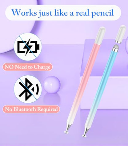 Stylus Pen for Touchscreen, Kenkor 2 in 1 Active iPad Pencil High Sensitivity & Precision, Stylus Pen for Nintendo Switch 2/iPhone/iPad/Samsung/Galaxy/Huawei/Surface, All Touch Screens - Pink+ Blue - color: Pink+Blue
