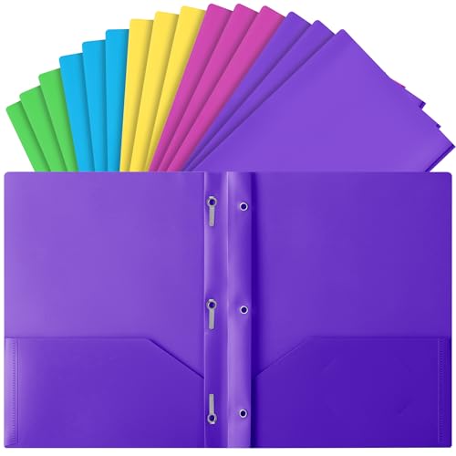 Mr. Pen- Plastic Folders with Pockets and Prongs, 15 Pack, Letter Size | Pocket Folders, Folders with Prongs - color: Bright Colors, size: 15 Pack