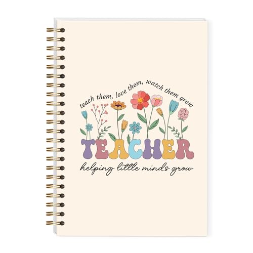 LRVSYUIN Boho Teacher Spiral Notebooks, Floral Teacher Journal for Back to School Classroom Supplies, Teachers Appreciation Gift for Retirement (B07) - style: Helping Little Minds Grow