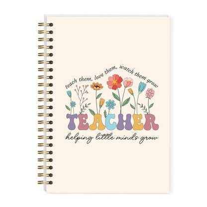 LRVSYUIN Boho Teacher Spiral Notebooks, Floral Teacher Journal for Back to School Classroom Supplies, Teachers Appreciation Gift for Retirement (B07) - style: Helping Little Minds Grow