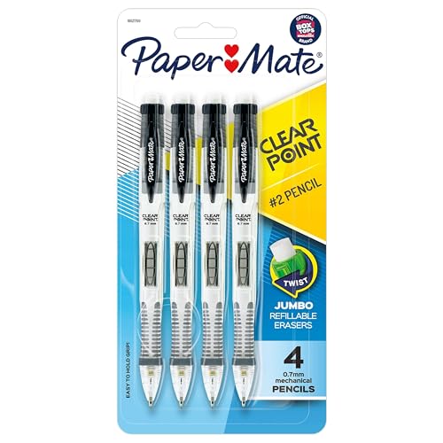 Paper Mate Clearpoint Mechanical Pencils, 0.7mm HB #2 Lead, Black Barrels, 4 Count - School Supplies, Note Taking - color: Black