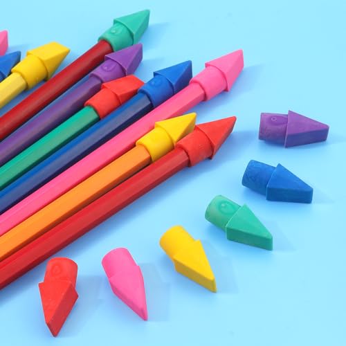 Tamaki 60 Pack Erasers for Pencils, Pencil Top Erasers Cap, 6 Colors | Toppers Eraser for kids