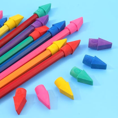 Tamaki 60 Pack Erasers for Pencils, Pencil Top Erasers Cap, 6 Colors | Toppers Eraser for kids