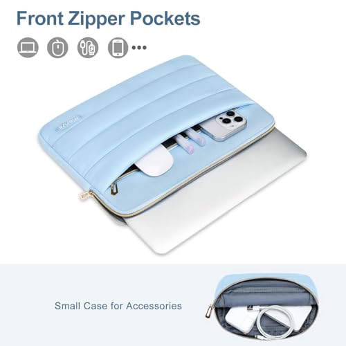 MOSISO Laptop Case 13.3 inch,13-13.3inch Puffy Laptop Sleeve, Air Blue | Compatible with MacBook Air 13.6 M5 M4 M3 M2 M1/Neo/Pro 13/14,HP Dell ASUS Lenovo,Polyester Horizontal Bag with Small Case - color: Air Blue, size: 13.3 inch