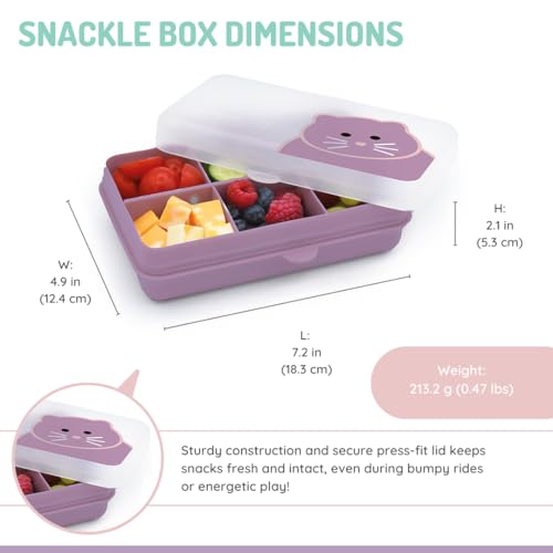 melii Snackle Box | 6-Compartment Divided Snack Container, BPA-Free Food Storage with Removable Dividers for School, Travel & On-the-Go Snacking Purple Cat - color: Cat