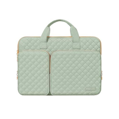 MOSISO 360 Protective Laptop Case 13.3 inch, 13-13.3 inch Laptop Sleeve Compatible with MacBook Air/Pro 13/Pro 14,HP Dell ASUS Lenovo, Square Quilted Bag Cover with 2 Pockets&Handle&Belt, Sage Green - color: Sage Green, size: 13.3 inch