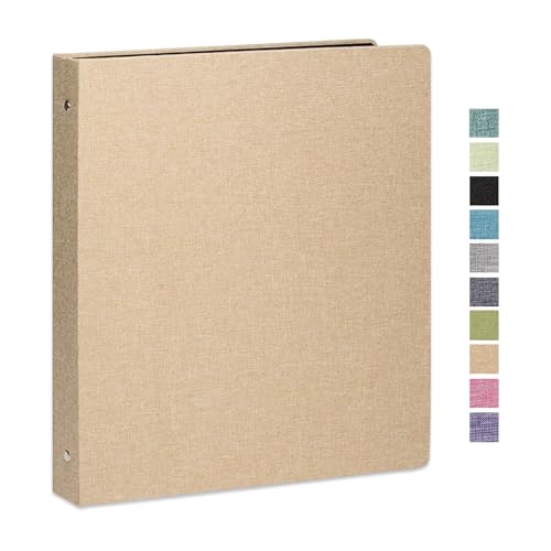 3 Ring Binder 1 Inch for 8.5" x 11" Paper, Planner Binder with Linen Hardcover and 2 Interior Pockets Paper for Organization of School, Business and Home - color: Khaki, size: 1PACK