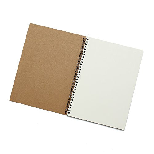 TWONE Soft Cover Spiral Sketchpad Notebooks - Pack of Three - 8.25 inches by 5.5 inches - 100 Pages, 50 Sheets - Perfect for Travel A5 Blank - color: Kraft Cover