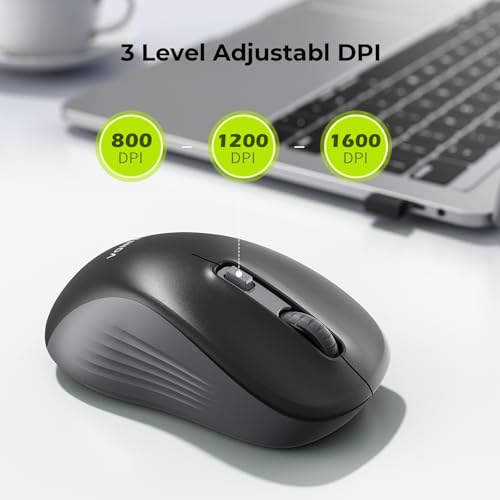 seenda Bluetooth Wireless Mouse, Bluetooth & 2.4G USB Dual Mode, Quiet Clicks, 1600 DPI Smooth Tracking, Ergonomic Design, 24-Months Battery Life, Portable Mouse for Laptop/Mac/Ipad/PC/Tablet-Black - color: Black