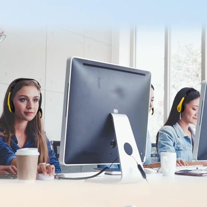 Yunsailing 20 Pack Bulk Classroom Headphones with Microphone Students Wired School Class Set Headphones for School Library Computer Office Adults 3.5 Jack Universal Plug(Yellow) - color: Yellow