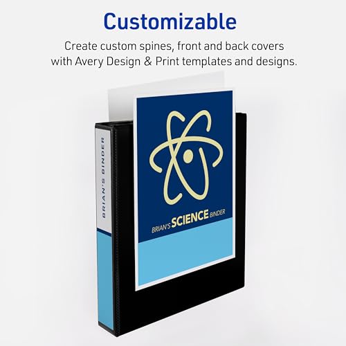 Avery Heavy-Duty View 3 Ring Binder, 1.5 Inch One Touch Slant Rings, 375-Sheet Capacity, DuraHinge, 2.1 Inch Wide Spine, Customizable Clear Cover and Spine, 1 White Binder (79795) - size: 1.5"