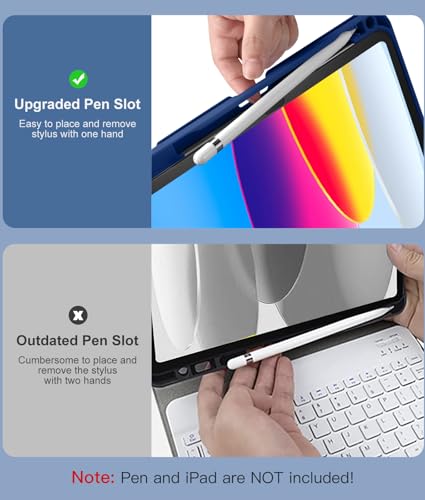 Hamile for iPad 11th 10th Generation Case with Keyboard - 7 Colors Backlit Wireless Detachable Folio Keyboard Cover with Pencil Holder for iPad A16 11-inch 2025 10th Gen 10.9 Inch 2022 (Navy Blue) - color: Navy Blue