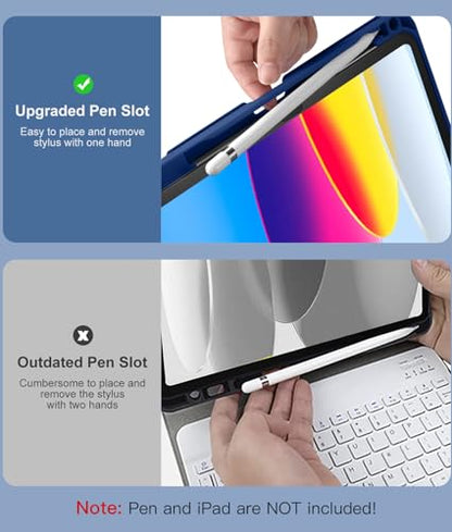 Hamile for iPad 11th 10th Generation Case with Keyboard - 7 Colors Backlit Wireless Detachable Folio Keyboard Cover with Pencil Holder for iPad A16 11-inch 2025 10th Gen 10.9 Inch 2022 (Navy Blue) - color: Navy Blue