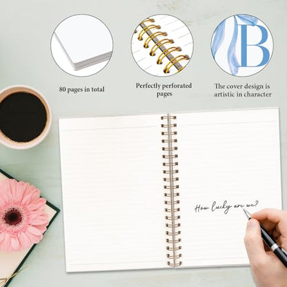 JXREQ Coquette Blue Bow Personalized Notebook, Initial Letter B Monogram Journal, Preppy Girly Ribbon Bow Journal, Monogrammed Gifts for Women, Aesthetic Spiral Notebook 5.5x8.3 - color: B Blue