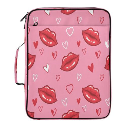 Expanding File Folder with 3 Ring Binder,Red Lips Zipper Binder Organizer Multiple Pockets Sheet Protector for School Office Home