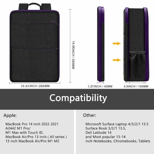ZINZ Slim & Expandable Laptop Backpack Water Resistant Backpack Travel Backpack Compatible with MacBook Air/Pro/Neo 13-14 inch, XPS 13/14, Surface 13.5" and Most 13-14 Notebooks，B01PU01 - color: B01pu01, size: 13"-14"