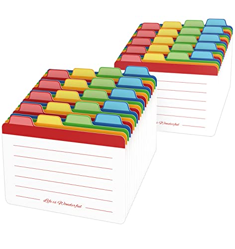 Neando Index Cards Guide Dividers 3x5 inches, the Blank Index Cards Guide, 1/4 Cut Tabbed Note Cards, File and Recipe Guides, 400gsm Paper, Assorted Colors, 40 Counts - size: 3''X5‘’-40 pack