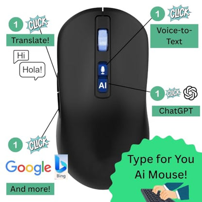Azpen VoiceX Pro Wireless AI Mouse for PC and Laptop with Voice Input, Live Translation, ChatGPT Support, and One-Touch Search