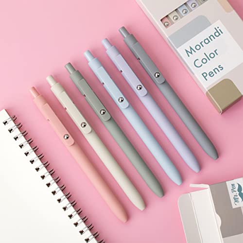 Mr. Pen- Retractable Fine Point Gel Pens, 6 Pack, Morandi Barrels | Fast Dry Black Ink, 0.5 mm Cute Aesthetic Pens for Journaling - color: Morandi Barrels