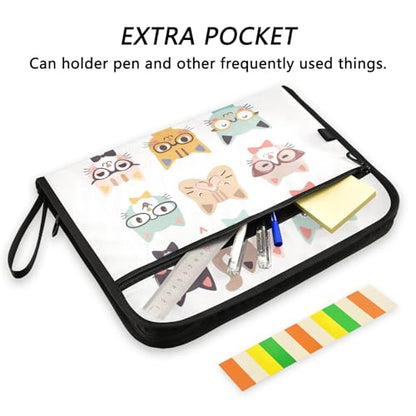 Funny Cats Expanding Accordion File Folder with 13 Pockets and Zipper Closure - color: Funny Cats