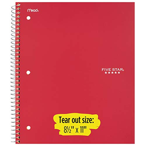 Five Star Spiral Notebooks, 5 Subject, College Ruled Paper, 200 Sheets, 11" x 8-1/2", Teal, Yellow, 2 Pack (73509) - color: Teal-Yellow