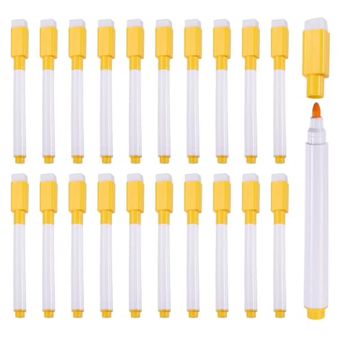 MECCANIXITY 50 Pack Dry Erase Markers Pens, Watercolor Fine Tip Marker, Whiteboard Markers with Eraser Cap for Paper Drawing Art Supplies Office Home, Yellow - color: Yellow